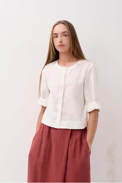 Топ льон на ґудзиках айворі (ТП 71)